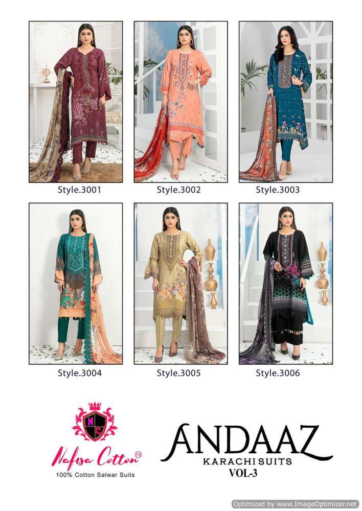 Nafisa Andaaz Vol-3 -Dress Material -Wholesale Catalog