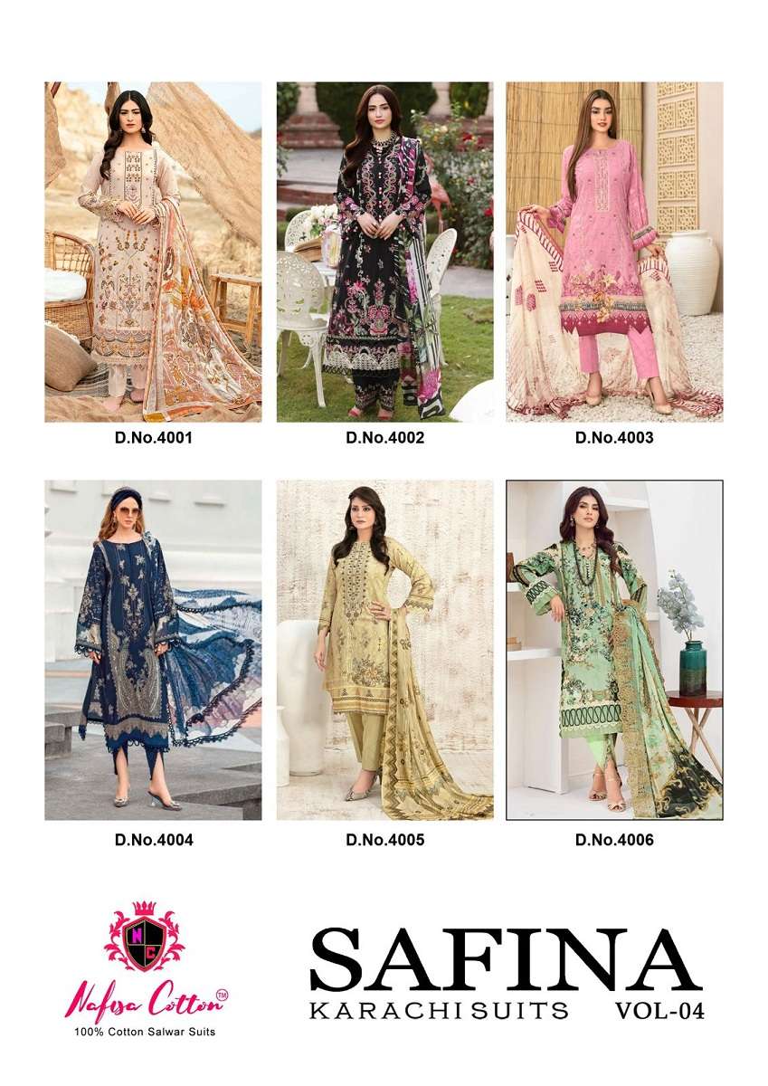 Nafisa Safina Vol-4 -Dress Material -Wholesale Catalog