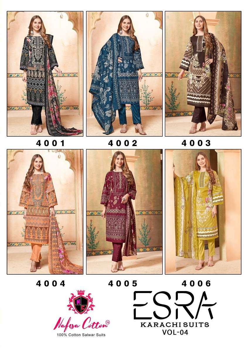 Nafisha Esra Vol-4- Karachi Suits Wholesale Catalog