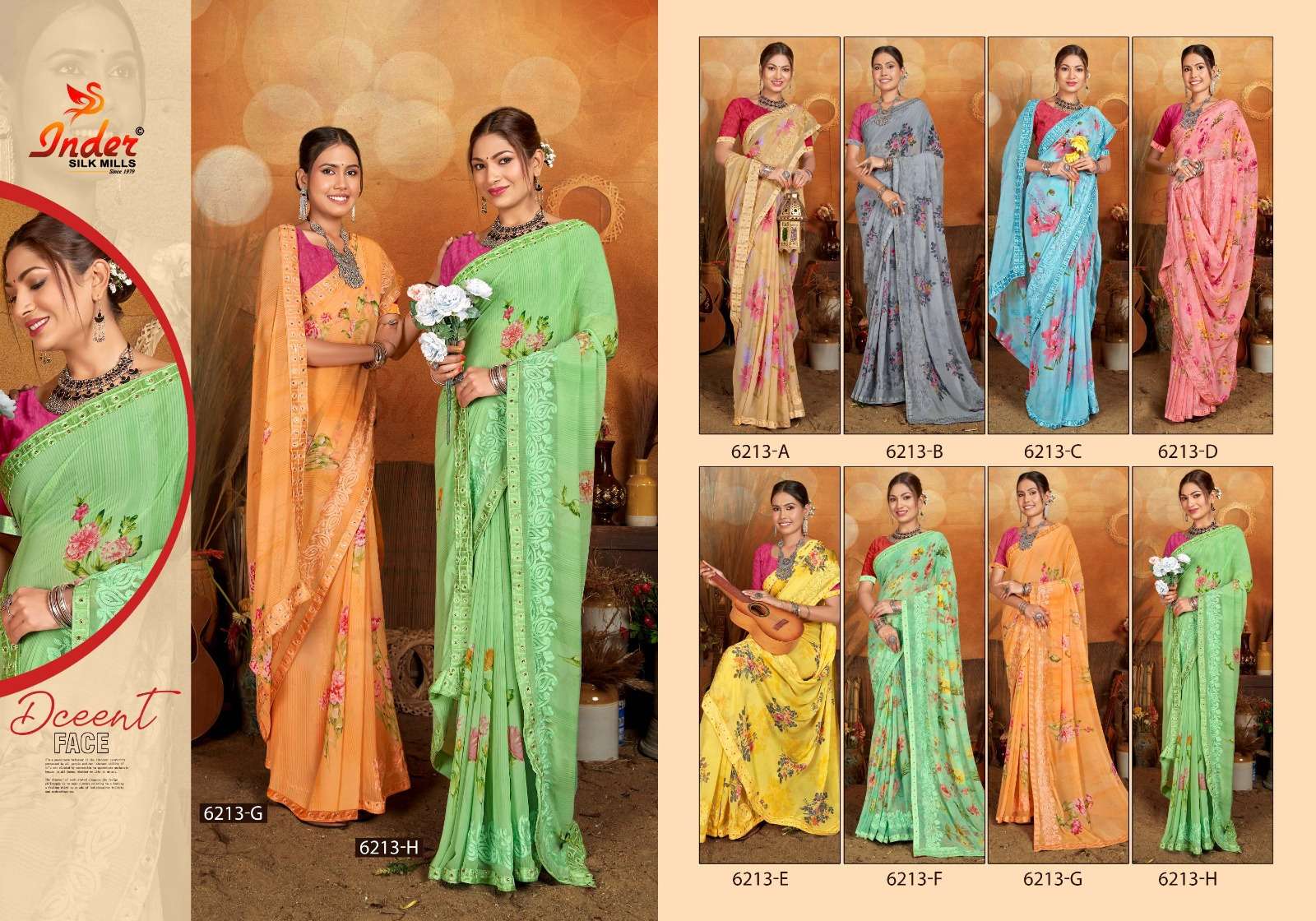 NICE STEP 6213 INDER SILK MILLS Saree Wholesale catalog