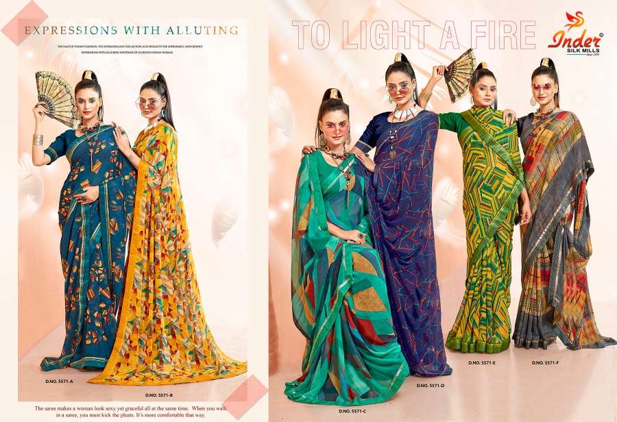 PASSWORD 5571 INDER SILK MILLS Saree Wholesale catalog