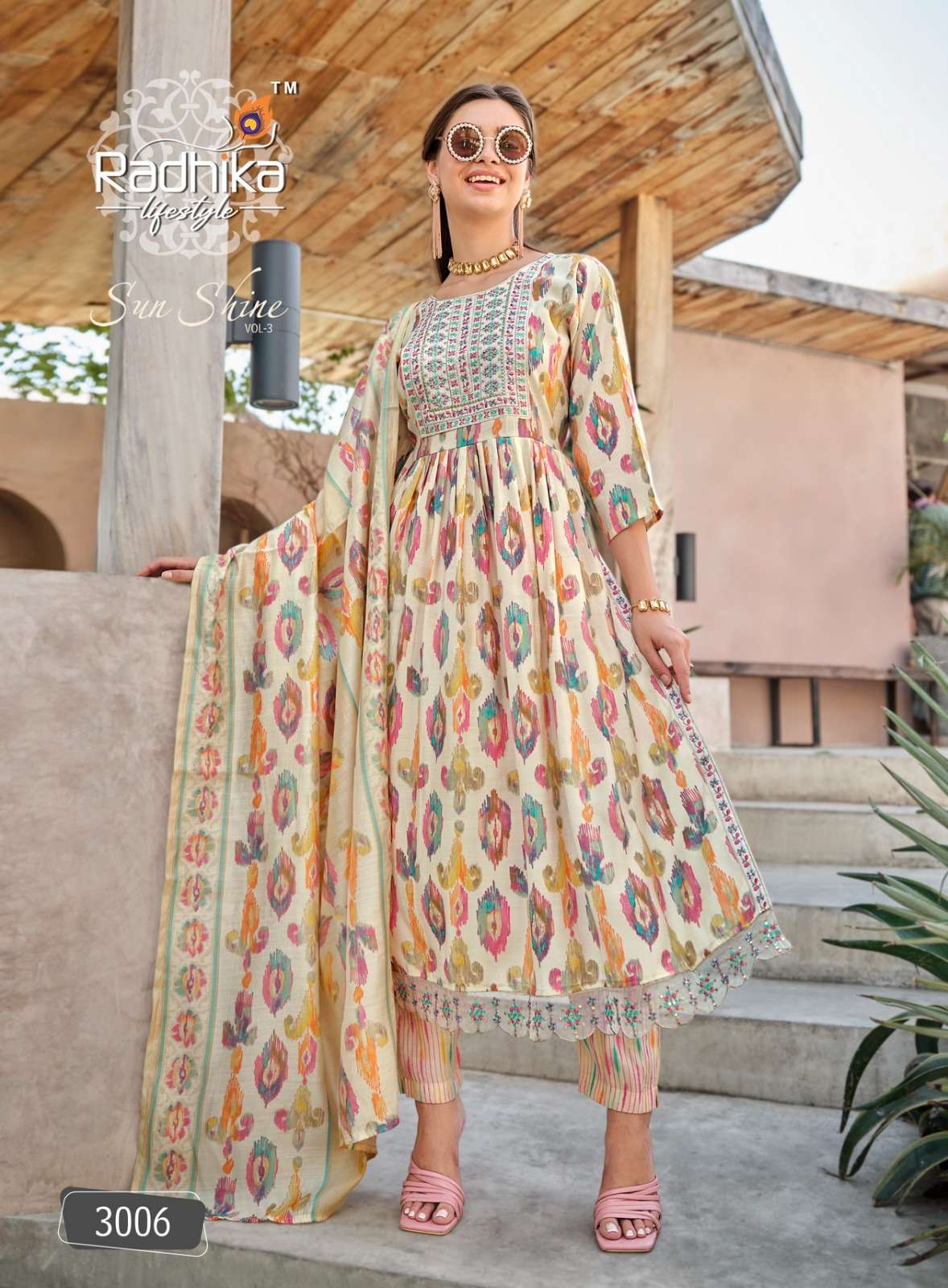 RADHIKA LIFE STYLE SUNSHINE vol-3 Naira Cut Kurti Wholesale catalog