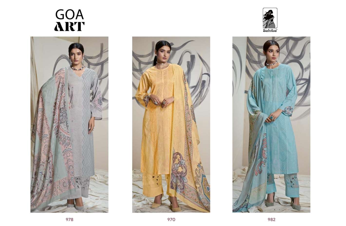 Sahiba Goa Art Cotton Lawn Digital Print Salwar Kameez Wholesale catalog