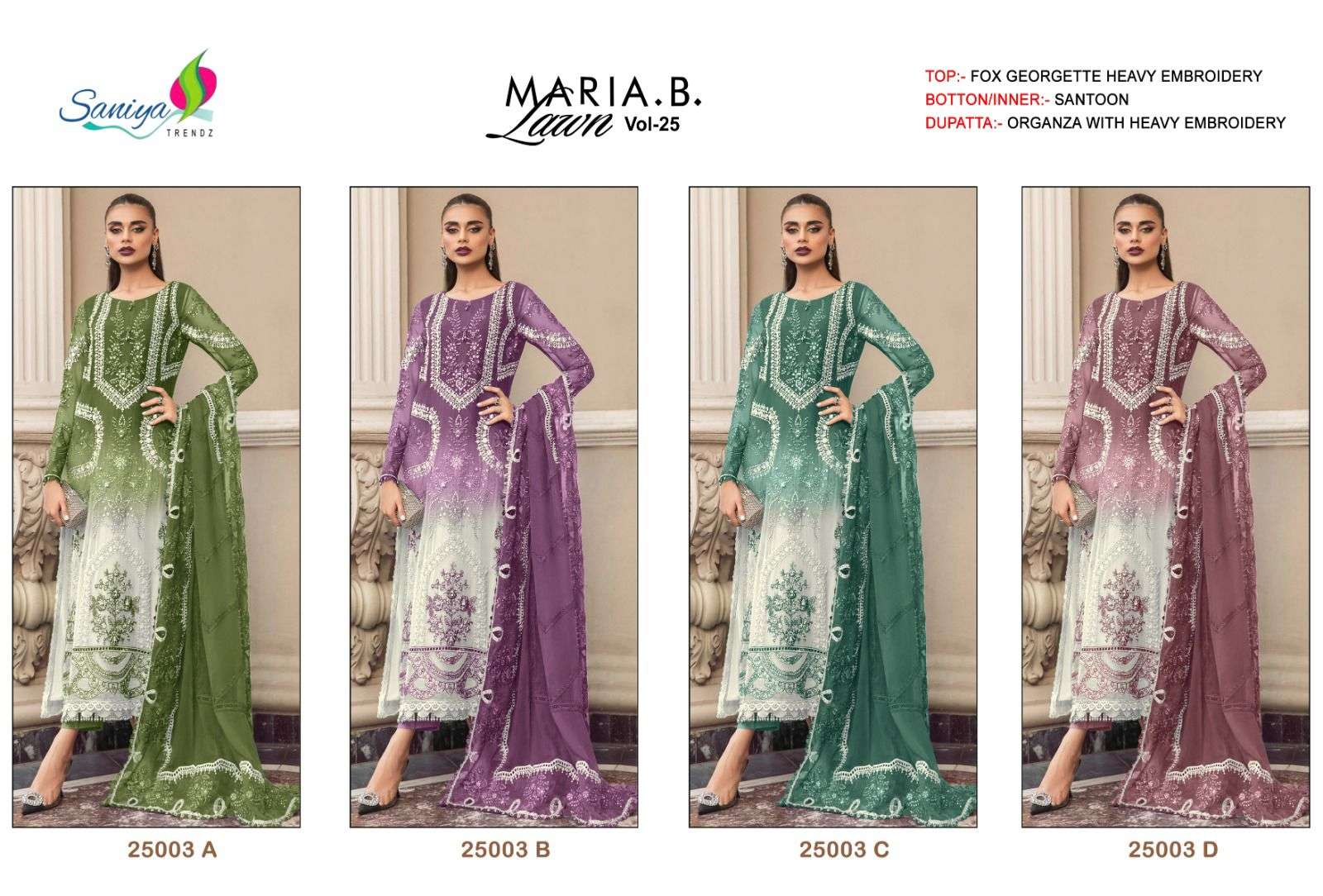 Saniya Maria B Lawn Vol 25 Salwar Kameez Wholesale catalog