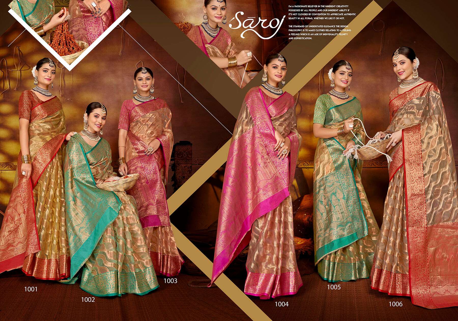  Saroj Aashika vol.1 Organza silk with rich palluSaree Wholesale catalog    