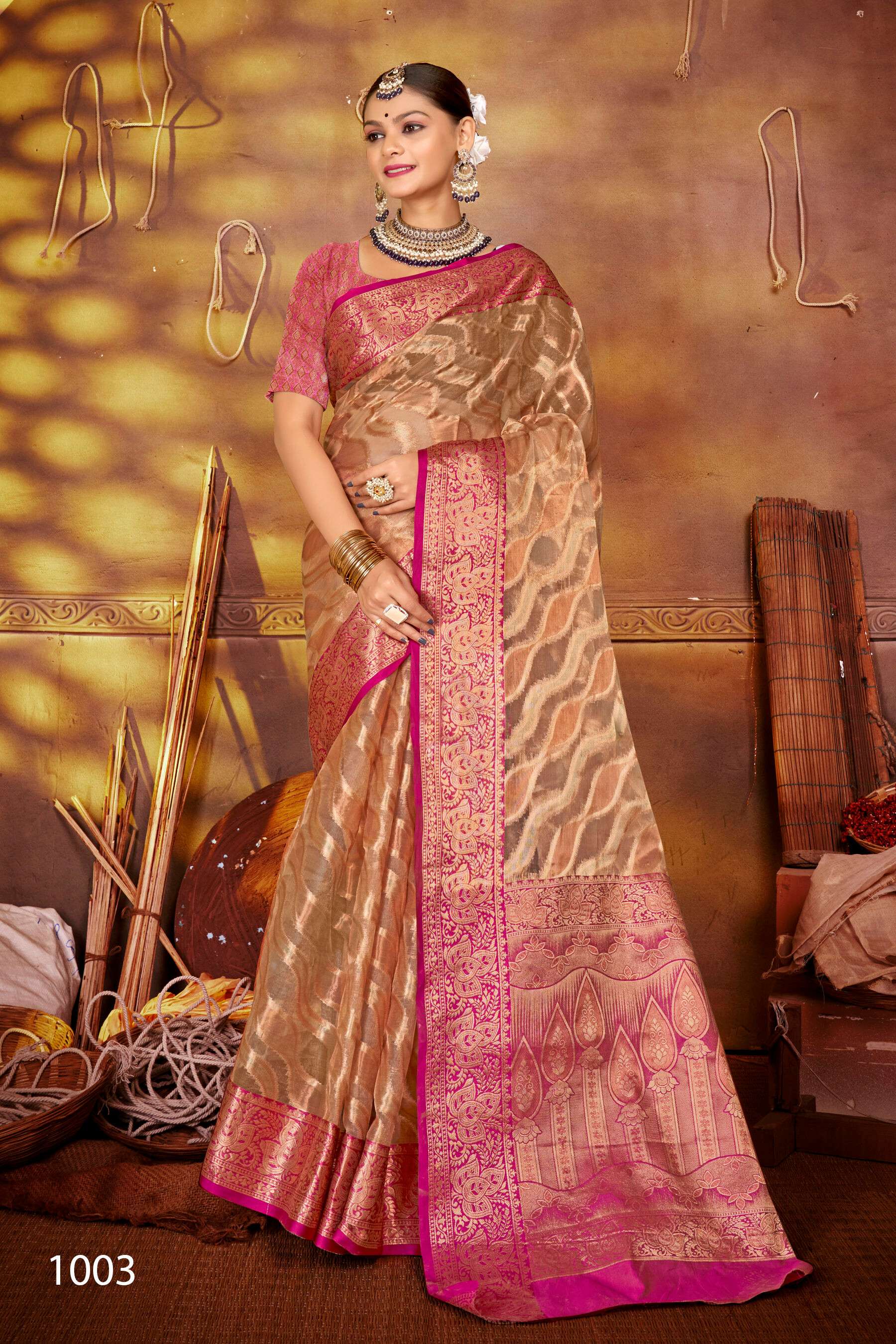  Saroj Aashika vol.1 Organza silk with rich palluSaree Wholesale catalog    