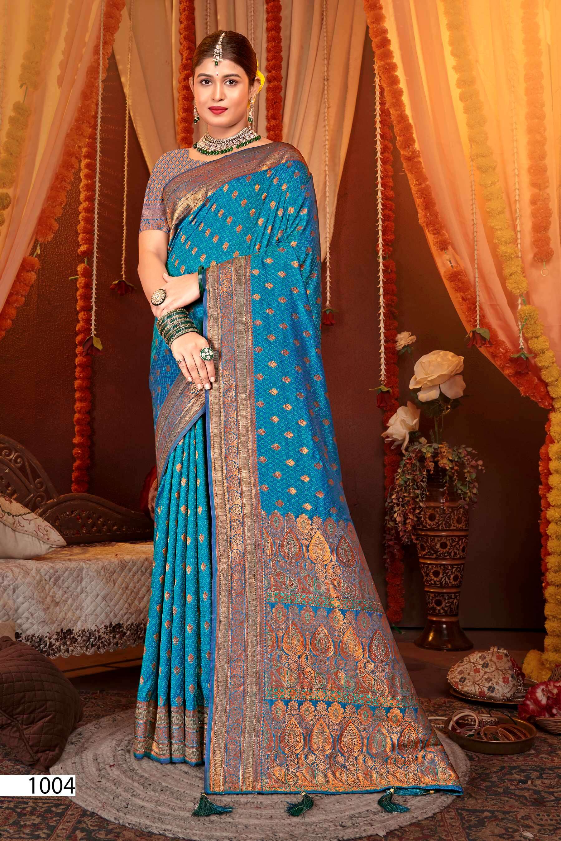 Saroj Gulaabi vol.2  50*600 silk with heavy swarovski work Saree Wholesale catalog    