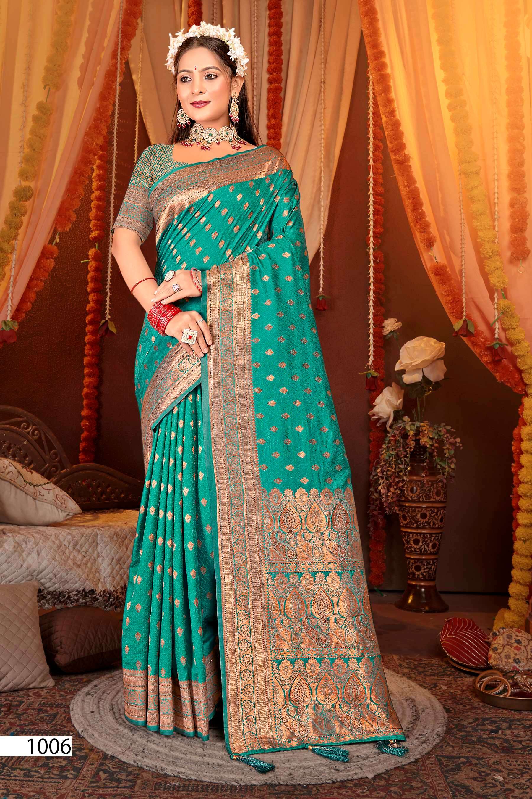 Saroj Gulaabi vol.2  50*600 silk with heavy swarovski work Saree Wholesale catalog    