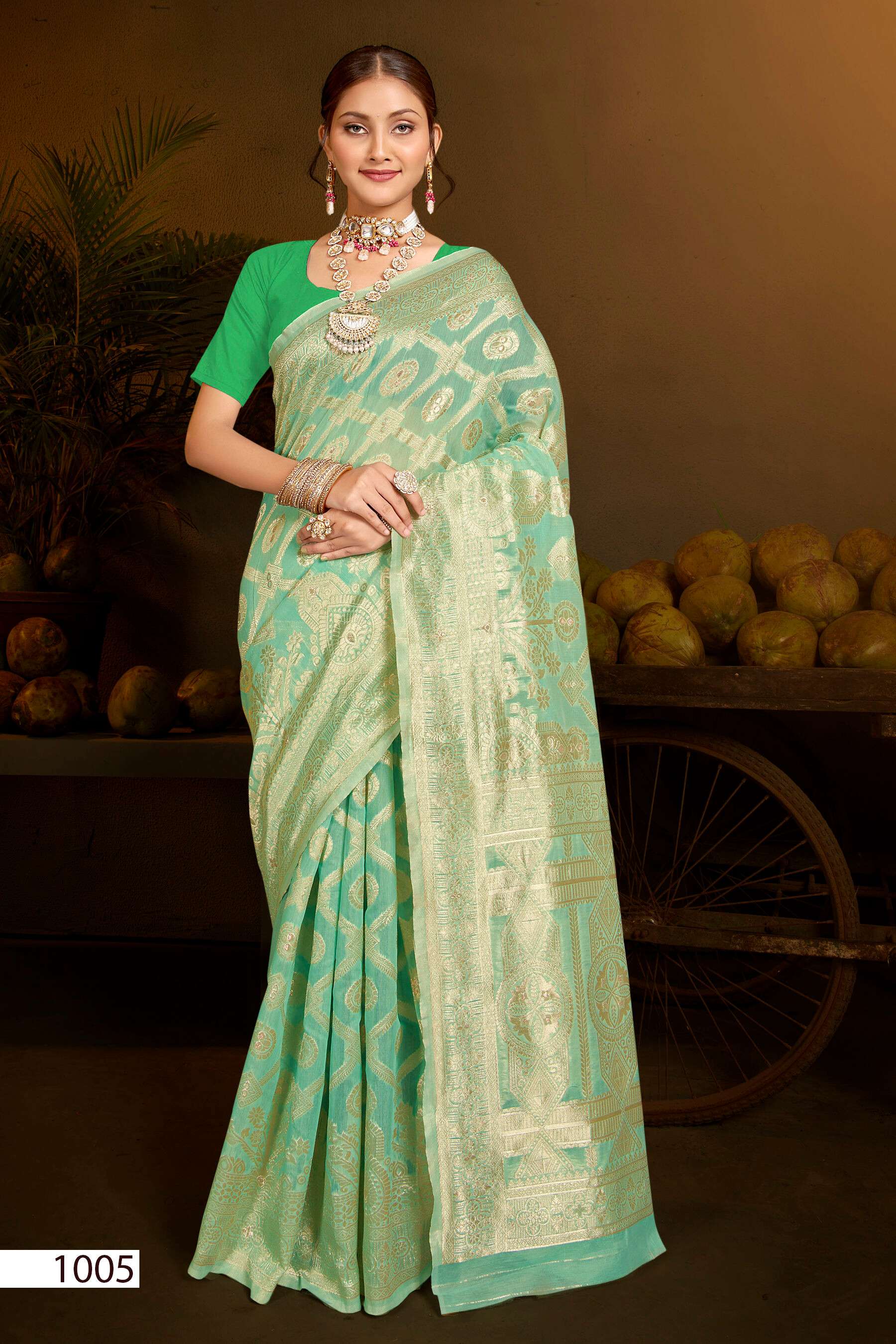 Saroj Kala Kriti vol.5 Soft cotton rich pallu weaving Saree Wholesale catalog    