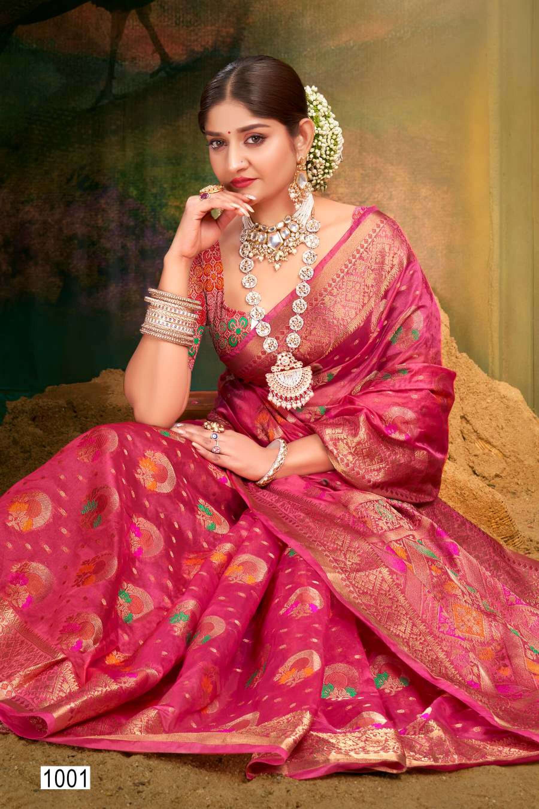 Saroj Mangalkamna vol.1 Soft organza with weaving and rich pallu Wholesale catalog    