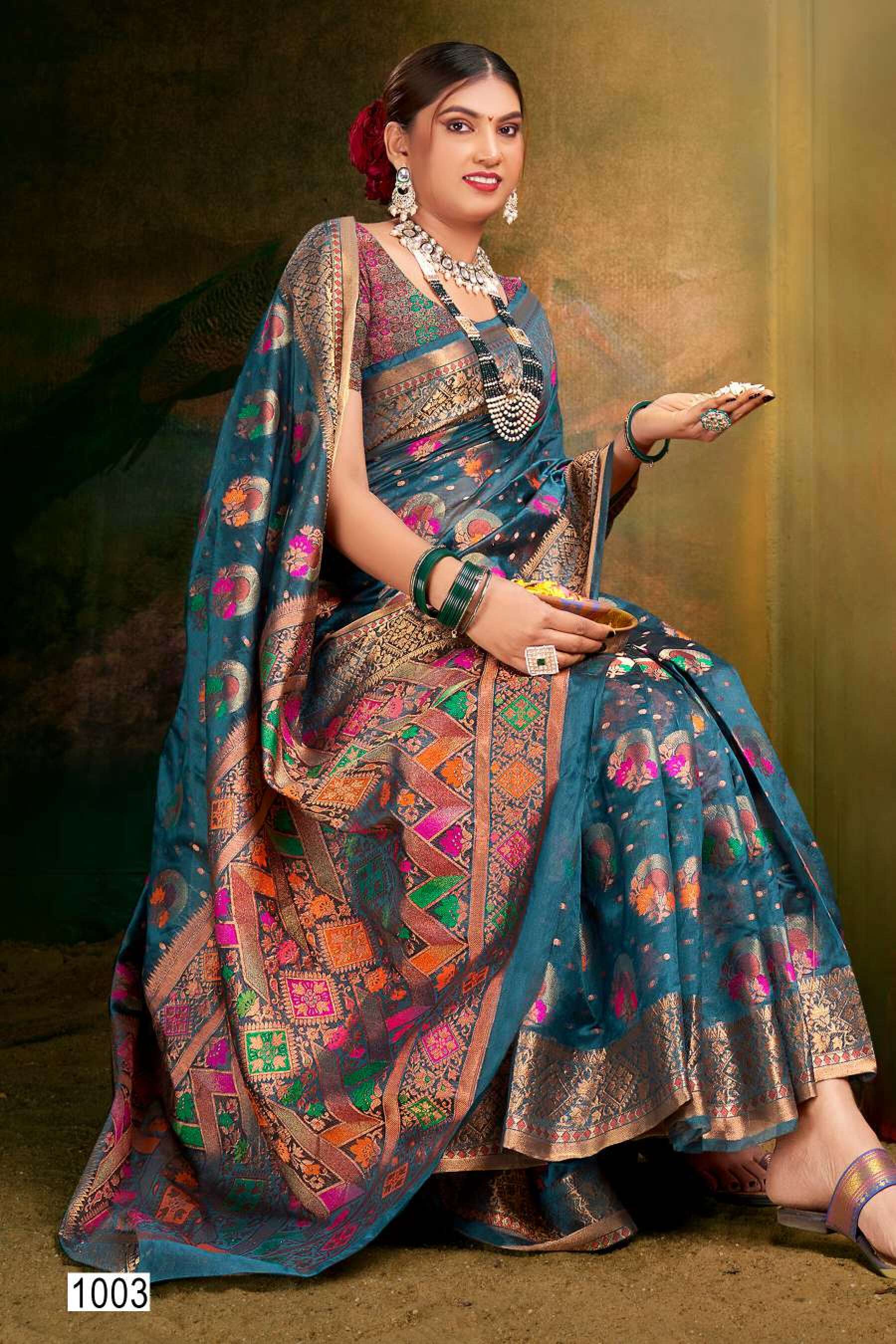 Saroj Mangalkamna vol.1 Soft organza with weaving and rich pallu Wholesale catalog    