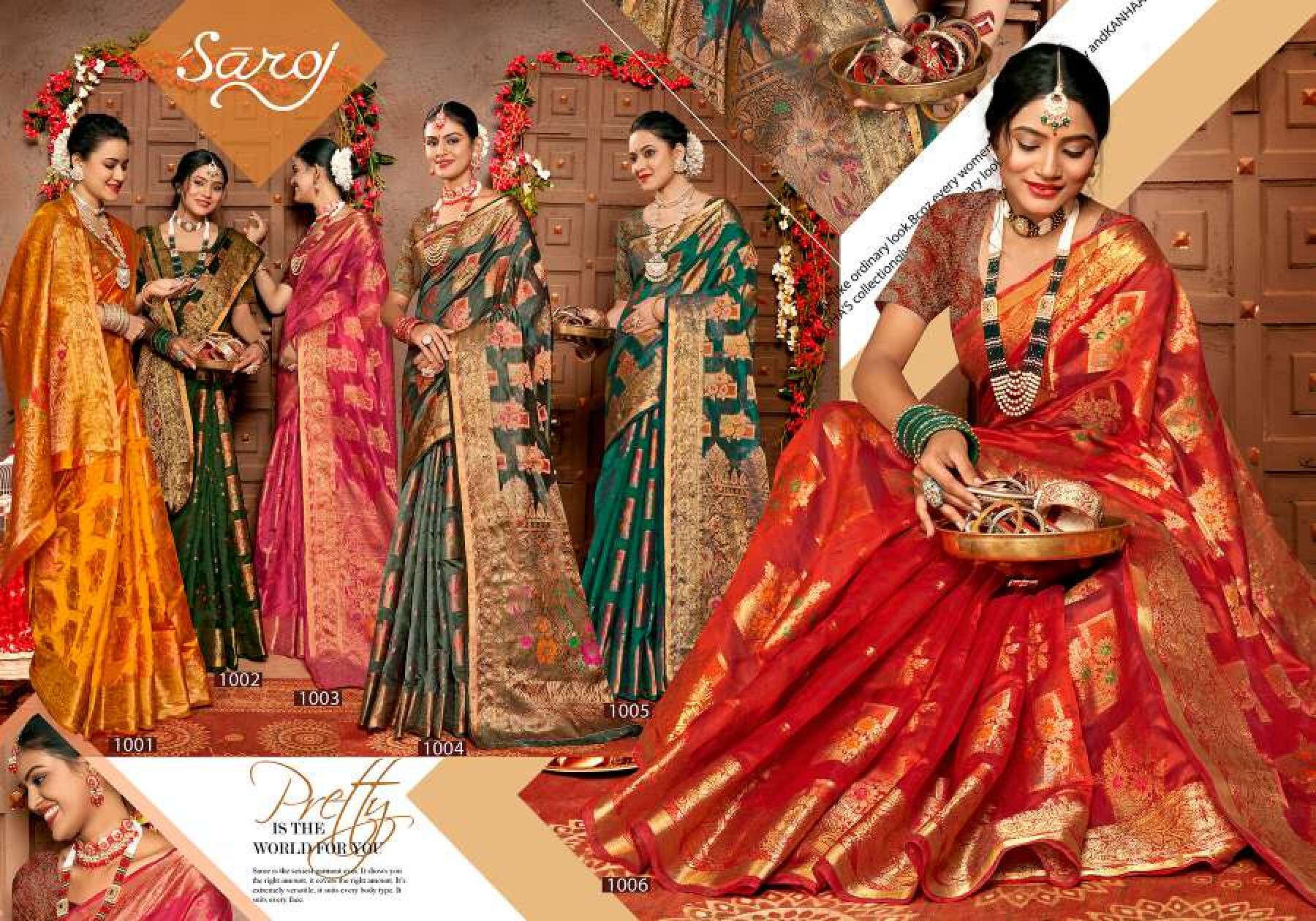 Saroj Mangalkamna vol.2 Soft organza with weaving and rich pallu Wholesale catalog    
