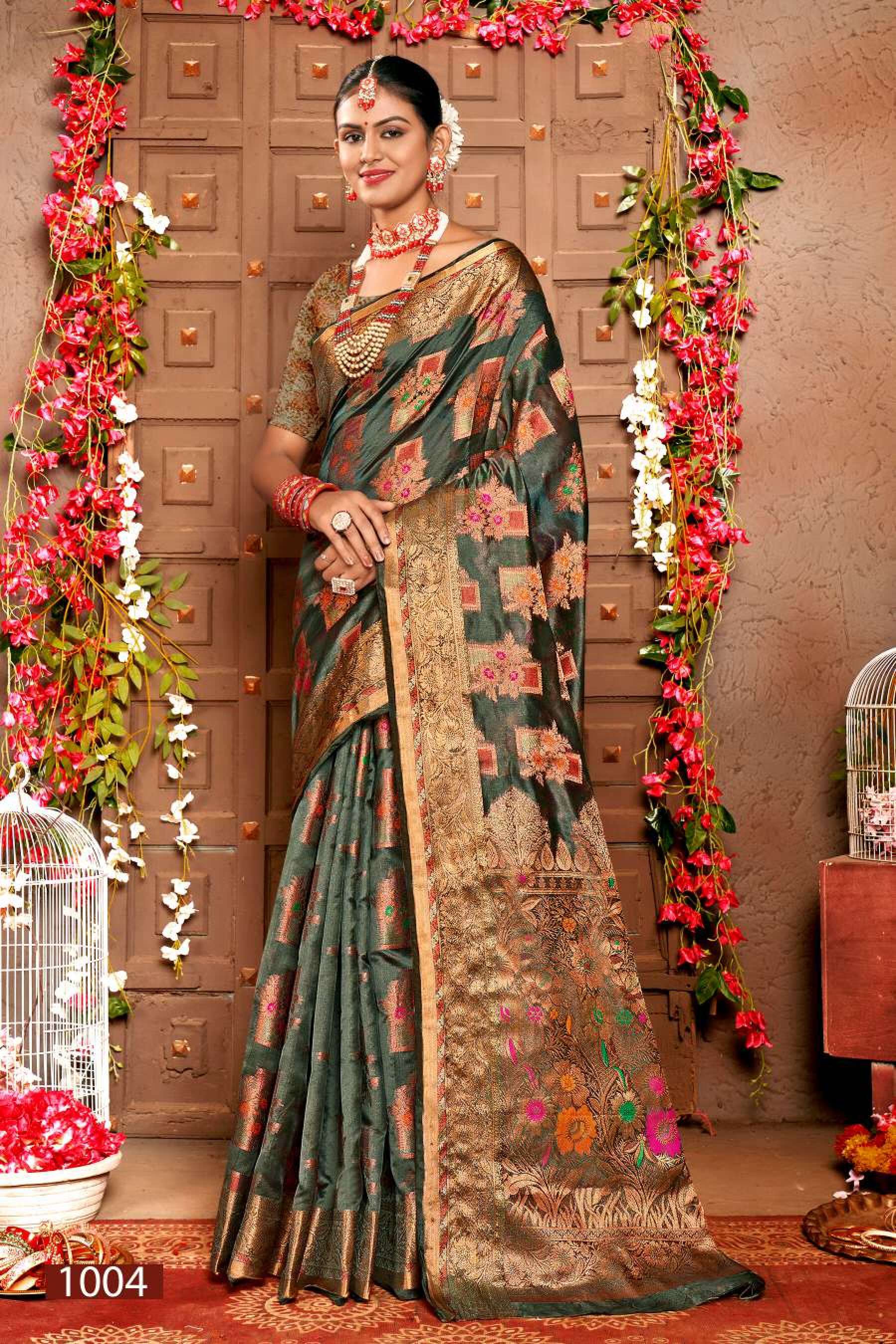 Saroj Mangalkamna vol.2 Soft organza with weaving and rich pallu Wholesale catalog    