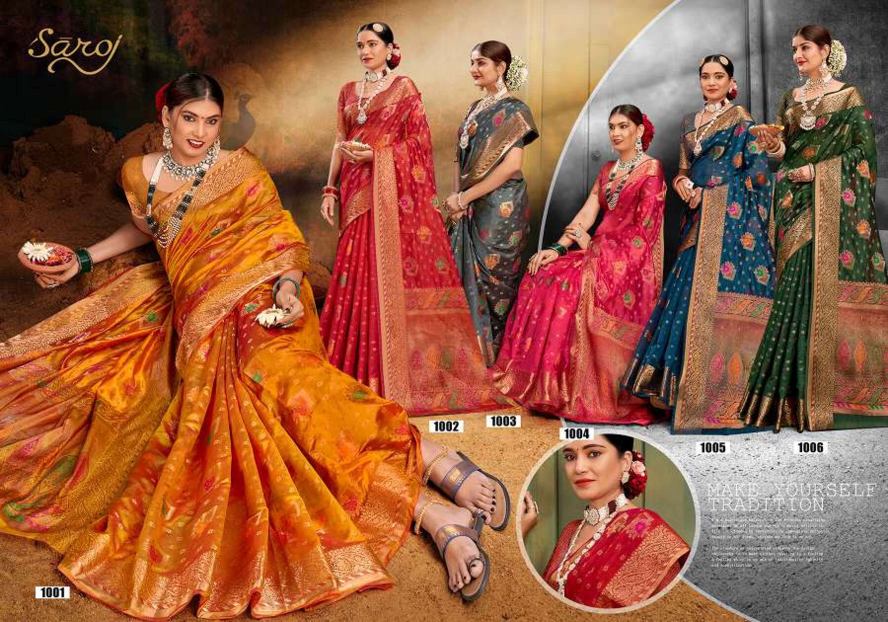 Saroj Mangalkamna vol.3 Soft organza with weaving and rich pallu Saree Wholesale catalog    