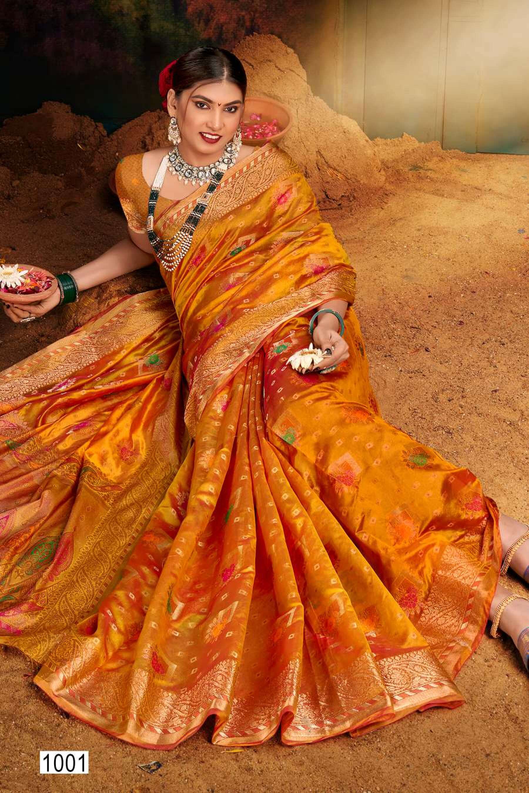 Saroj Mangalkamna vol.3 Soft organza with weaving and rich pallu Saree Wholesale catalog    