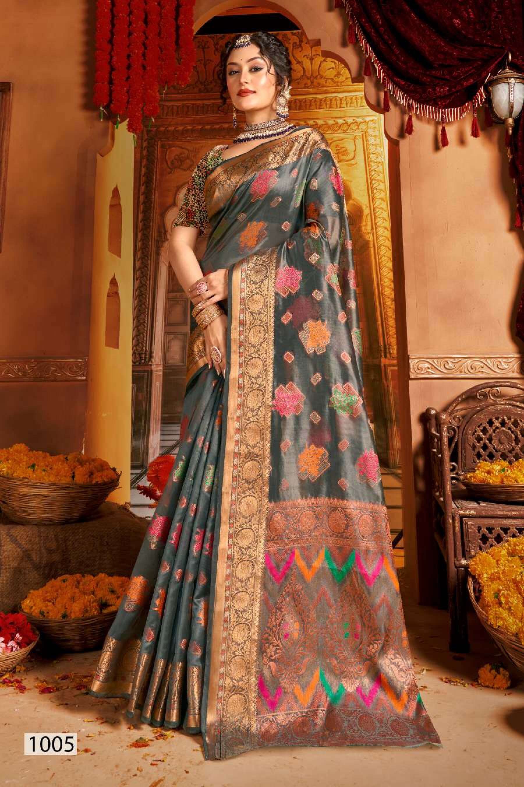 Saroj Mangalkamna vol.4 Soft organza with weaving and rich pallu Wholesale catalog  