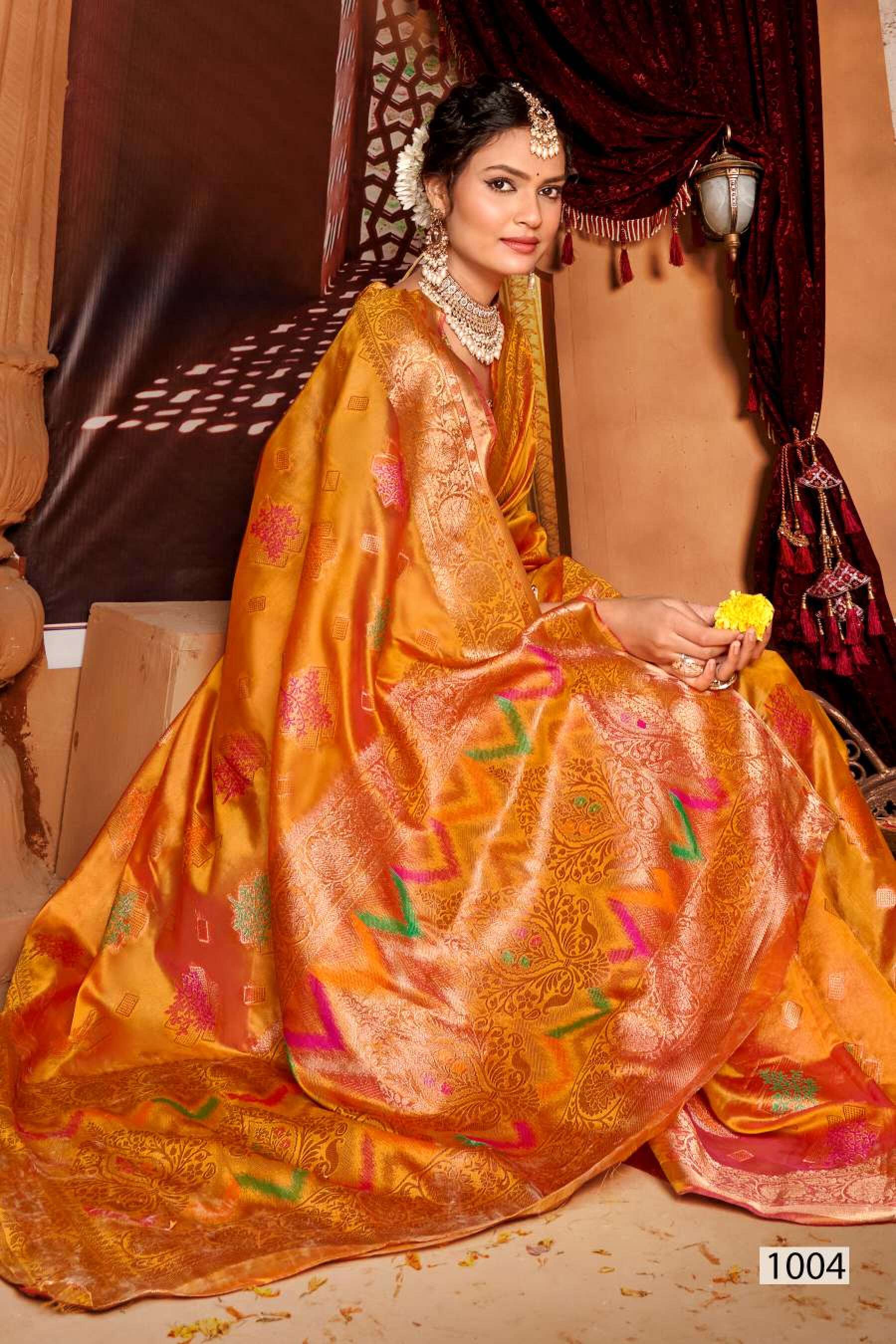 Saroj Mangalkamna vol.4 Soft organza with weaving and rich pallu Wholesale catalog  
