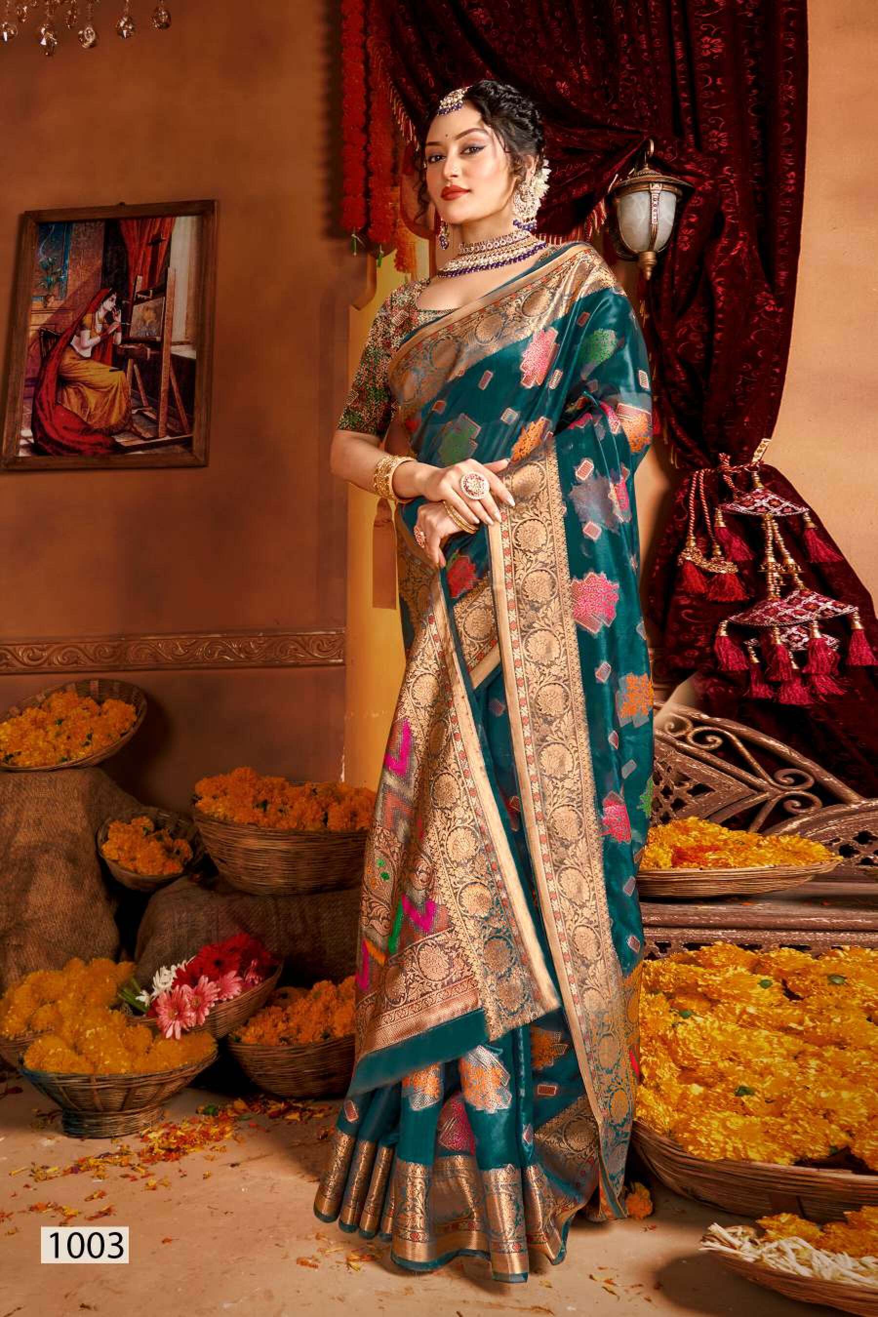 Saroj Mangalkamna vol.4 Soft organza with weaving and rich pallu Wholesale catalog  