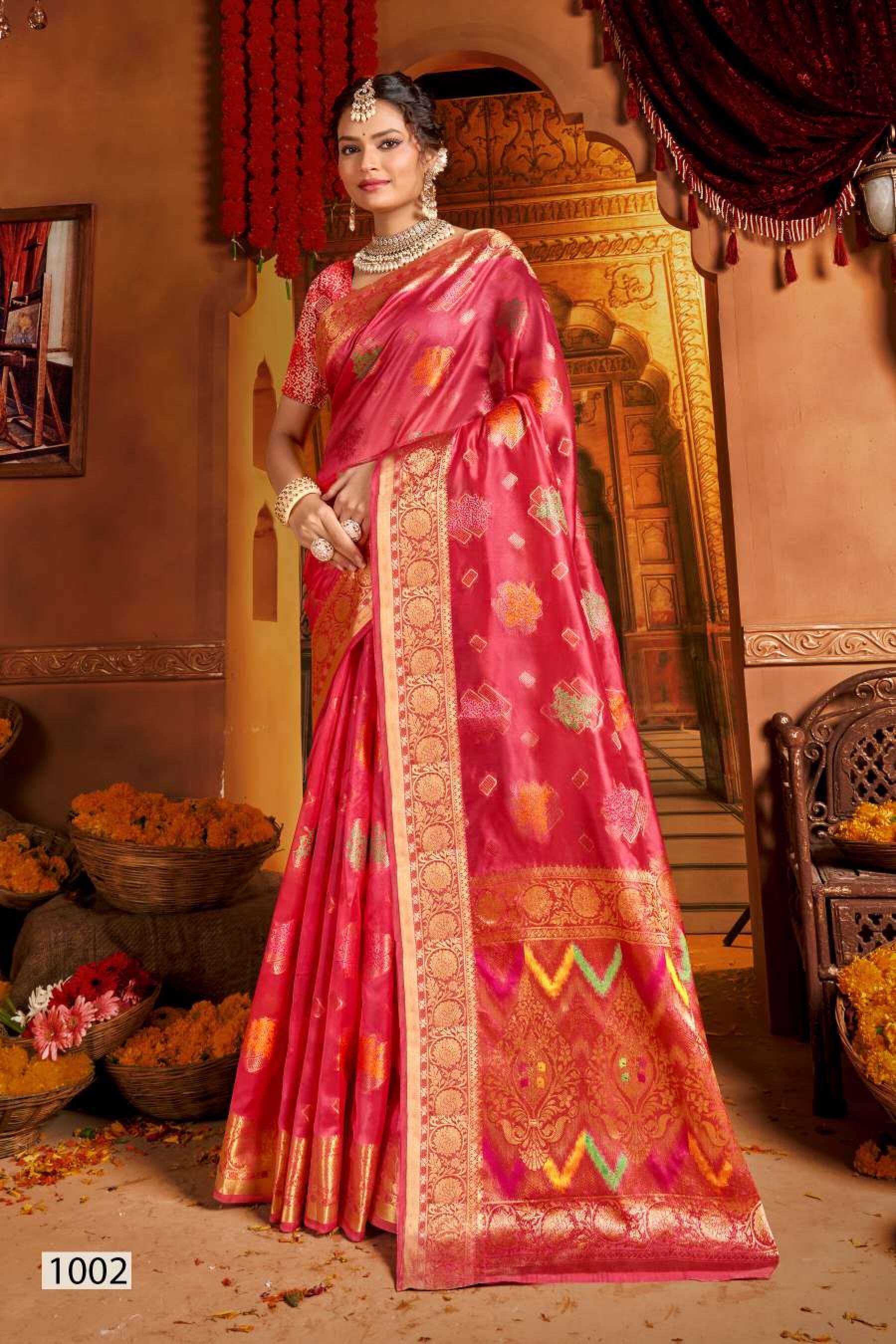 Saroj Mangalkamna vol.4 Soft organza with weaving and rich pallu Wholesale catalog  