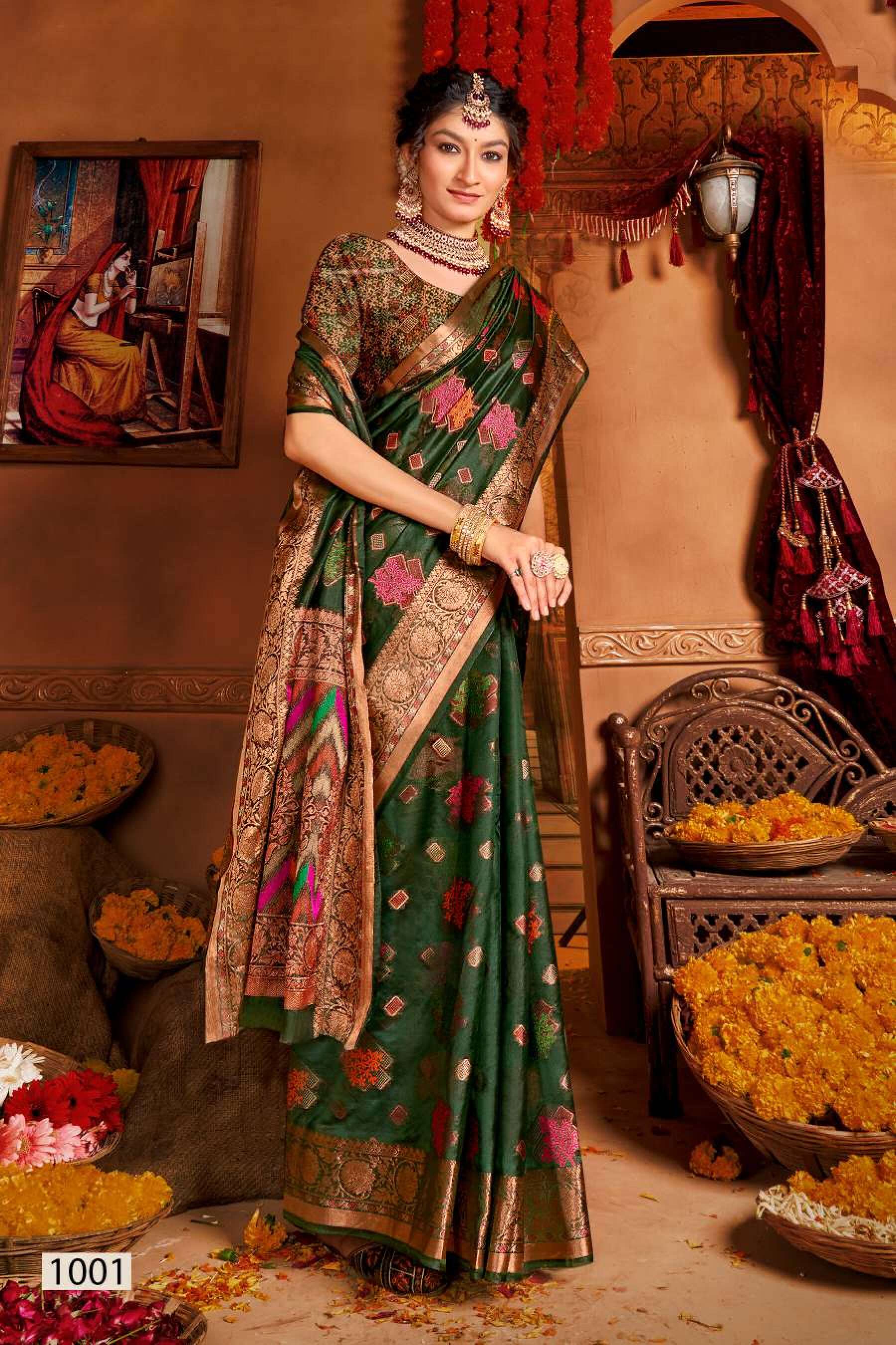 Saroj Mangalkamna vol.4 Soft organza with weaving and rich pallu Wholesale catalog  