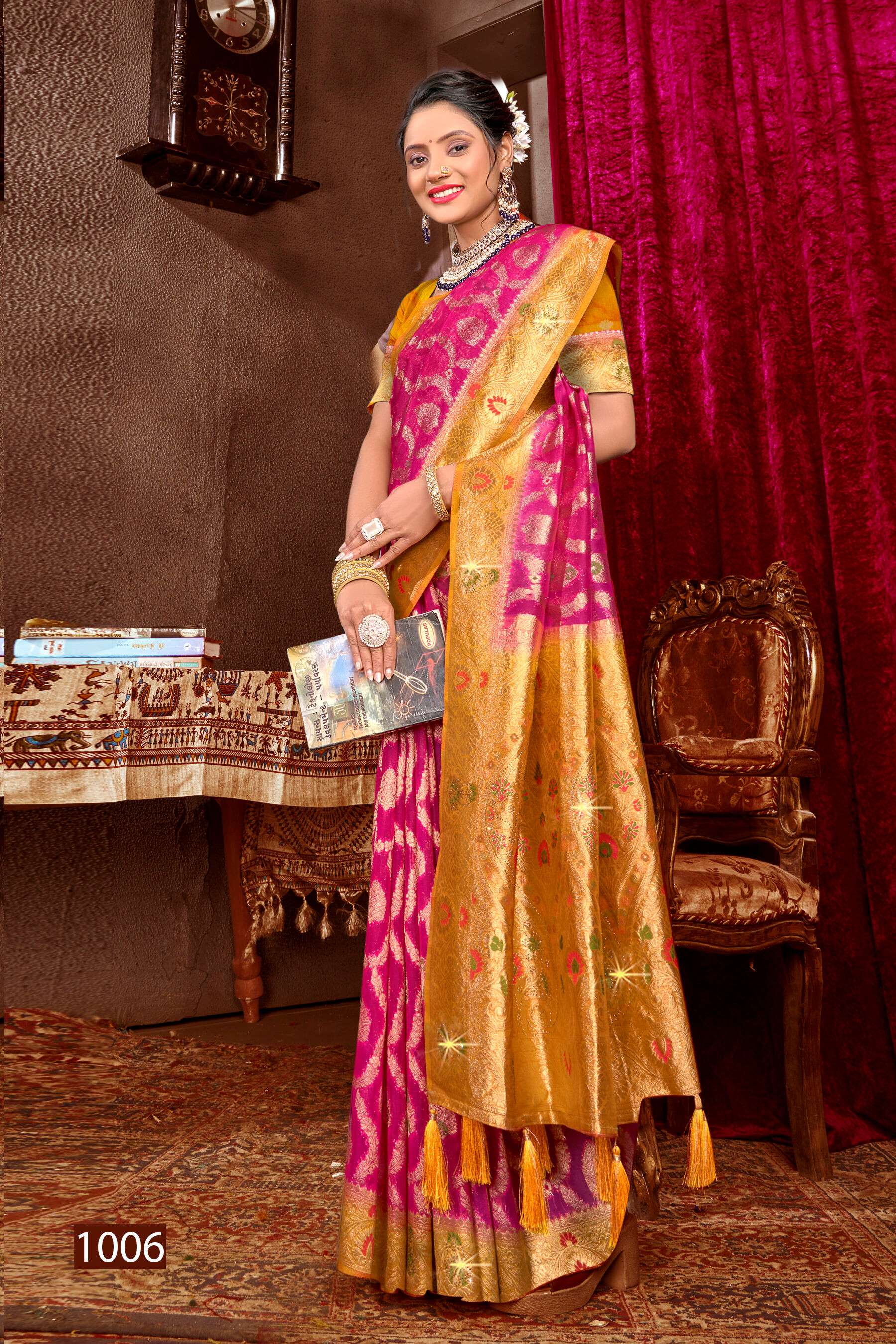 Saroj Mayra vol.1 Organza saree with fancy mina rich pallu heavy swarovski  Saree Wholesale catalog    