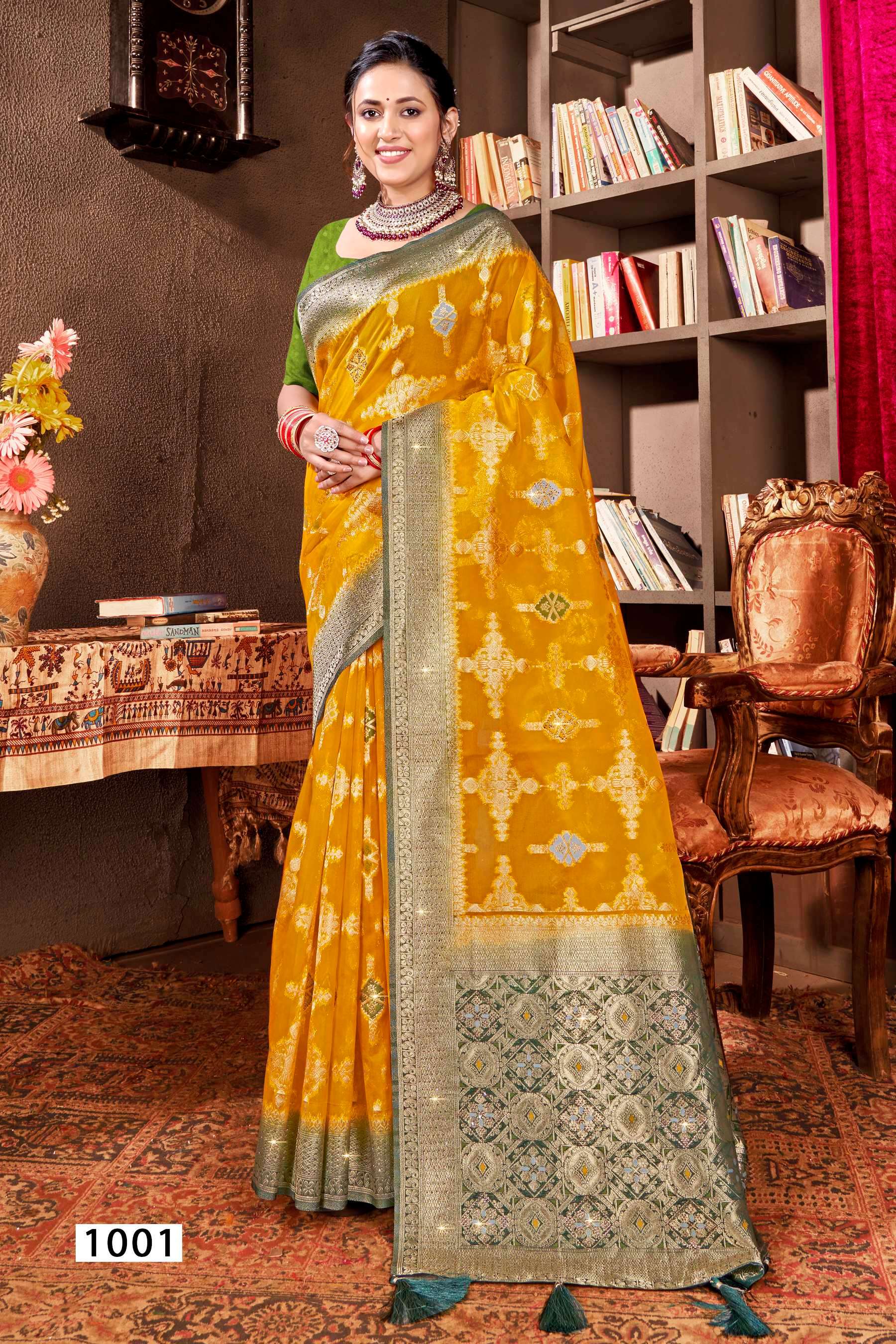 Saroj Mayra vol.2 Organza saree with fancy mina rich pallu heavy swarovski saree  Wholesale catalog    