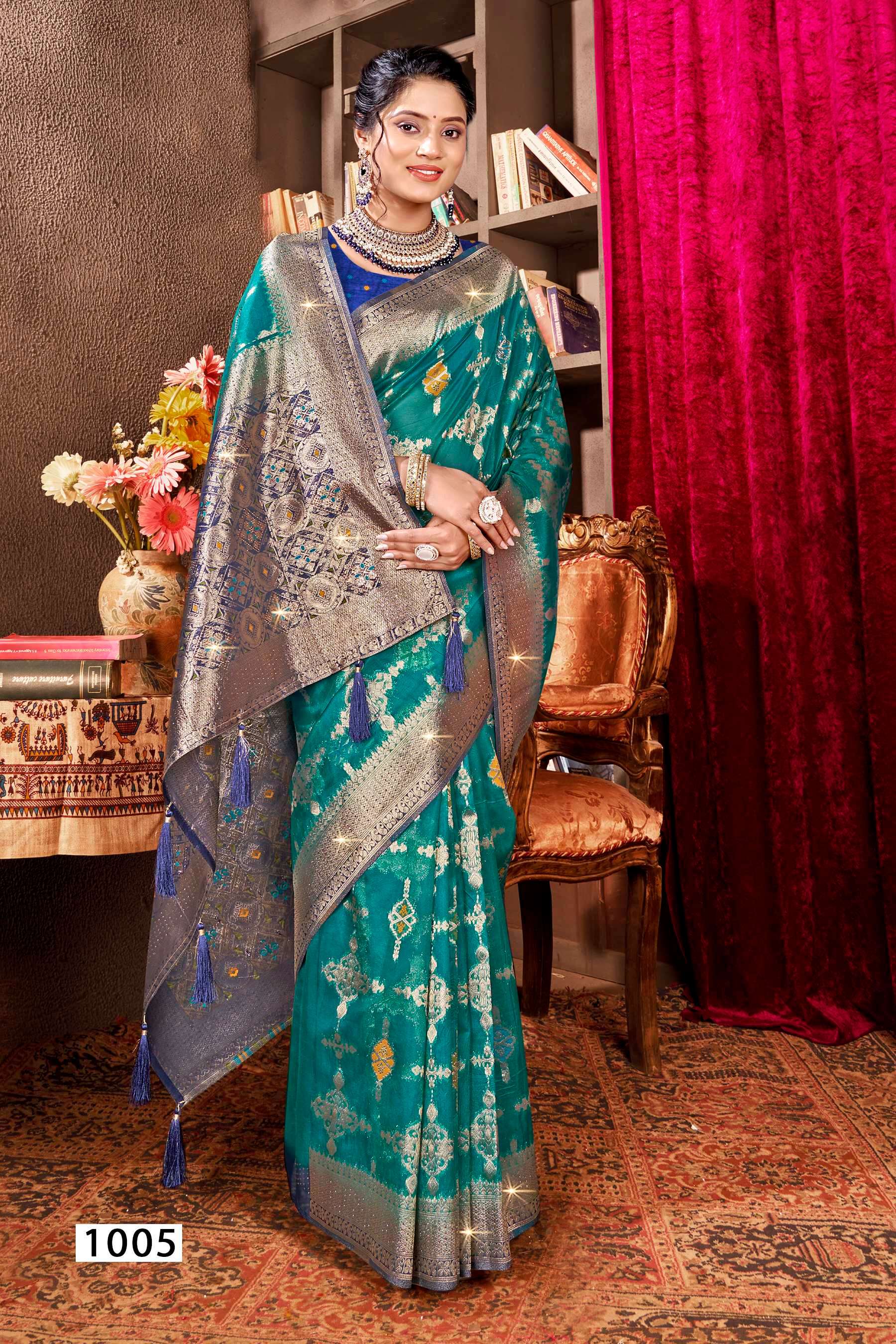 Saroj Mayra vol.2 Organza saree with fancy mina rich pallu heavy swarovski saree  Wholesale catalog    