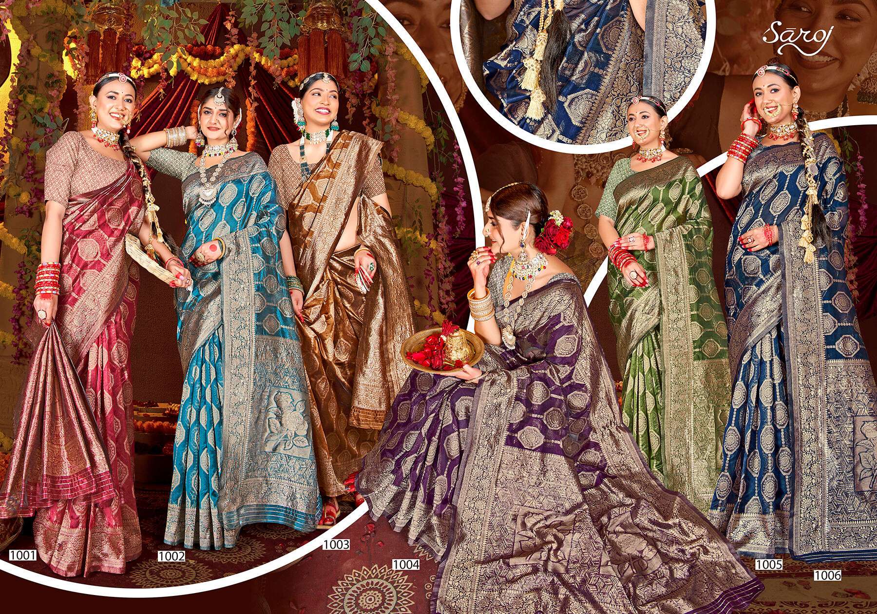 Saroj Sunaina Vol 1 Organza Saree rich palu Wholesale catalog