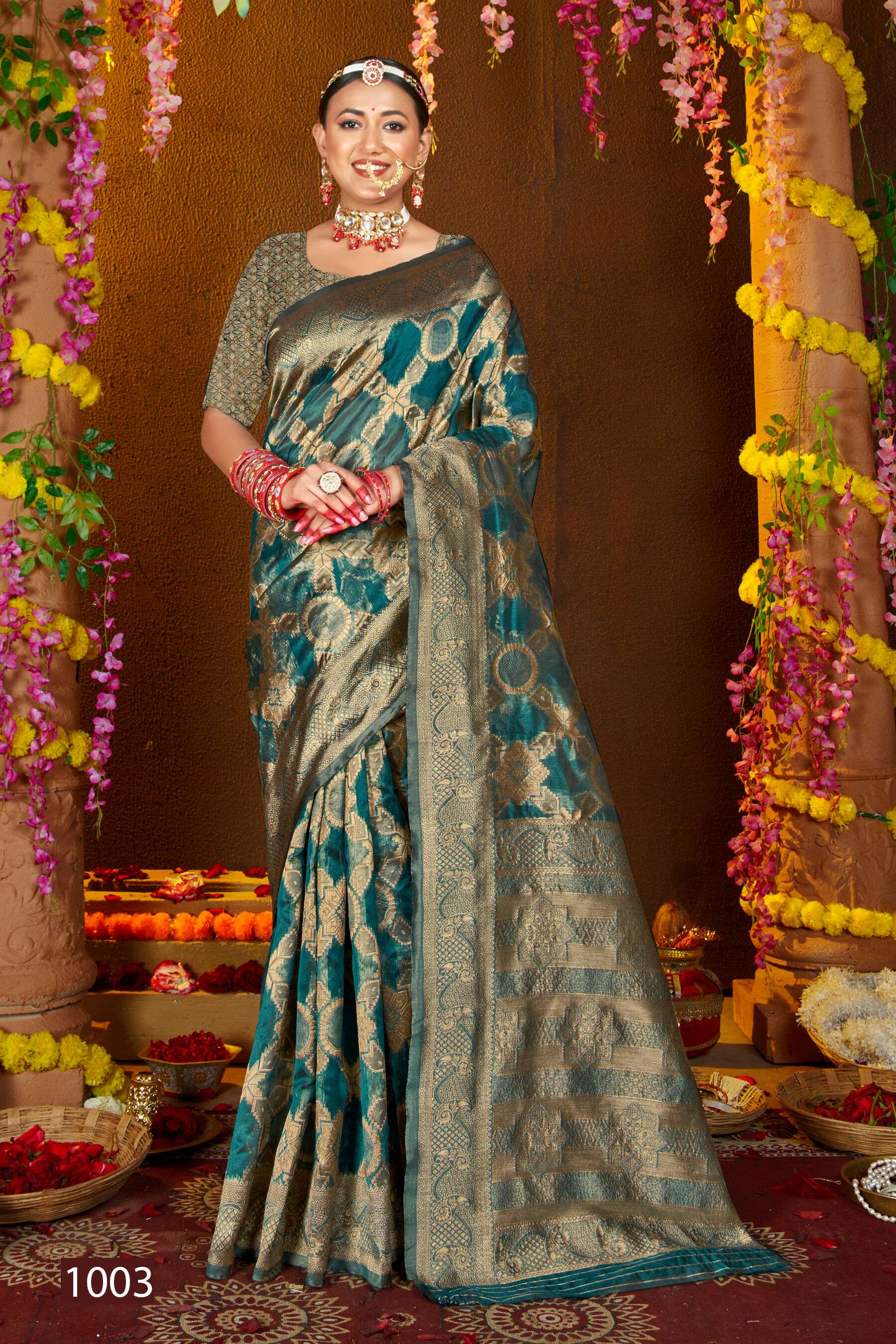 Saroj Sunaina Vol - 2 Organza siilk saree with rich pallu