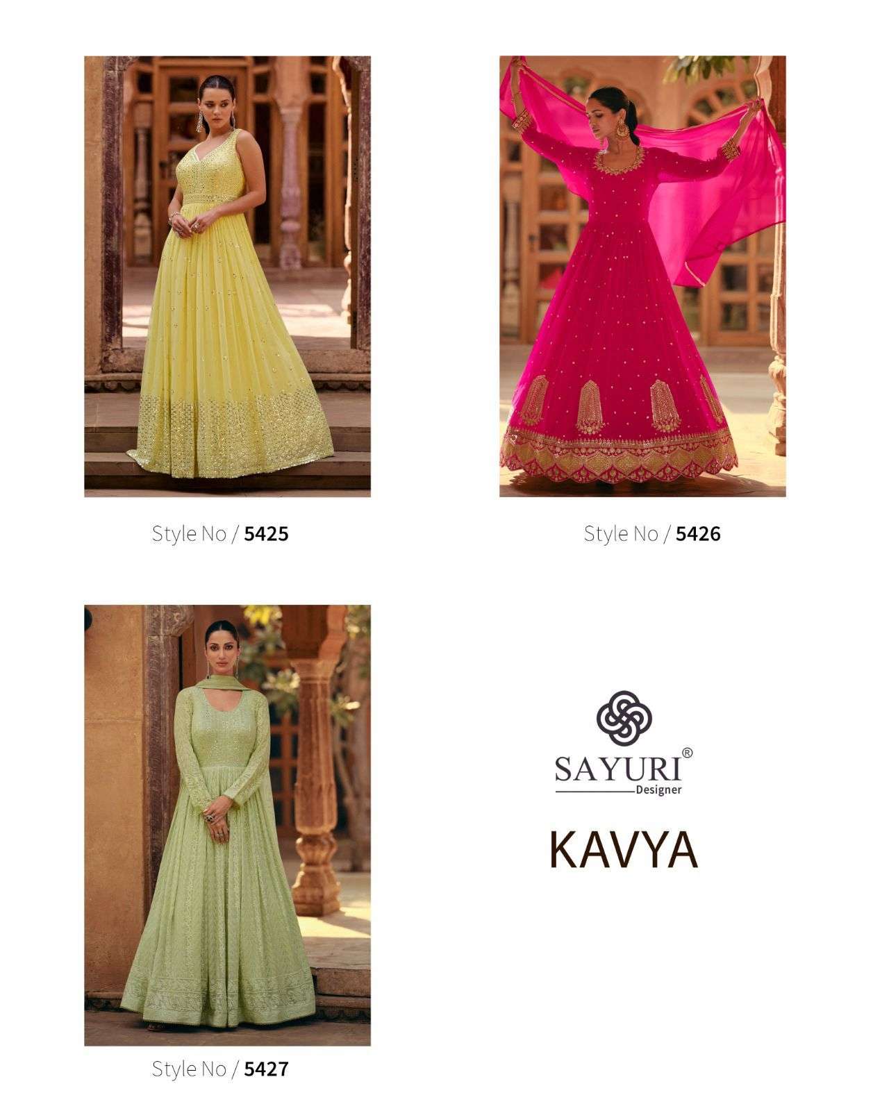 Sayuri Kavya Real Georgette Fancy Gown Wholesale catalog