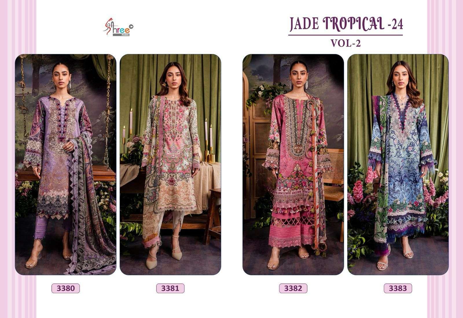 Shree Jade Tropical 24 Vol 2 Chiffon Dupatta Pakistani Suits Wholesale catalog