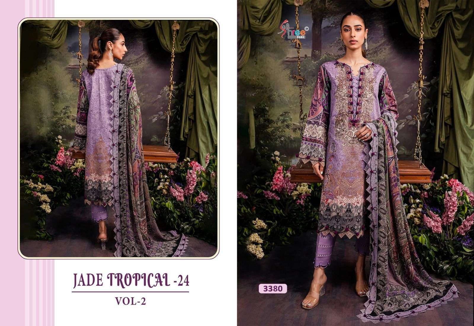 Shree Jade Tropical 24 Vol 2 Chiffon Dupatta Pakistani Suits Wholesale catalog