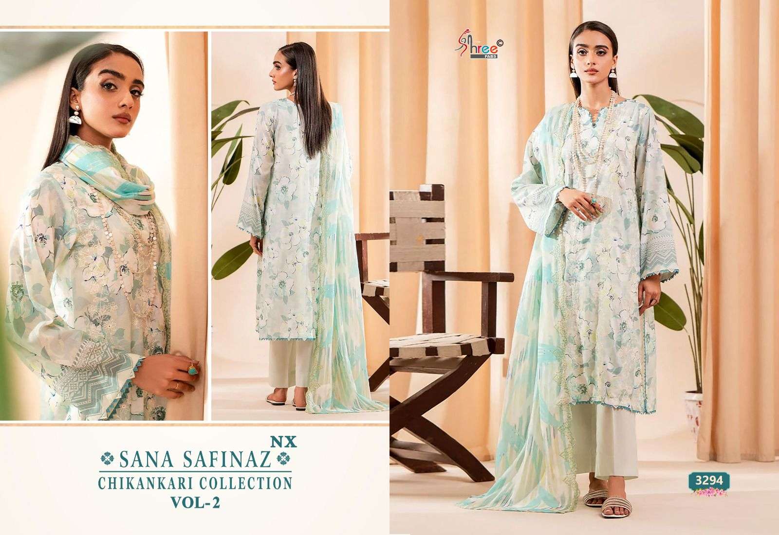 Shree Sana Safinaz Chikankari Vol 2 Nx Chiffon Salwar Suits Wholesale catalog
