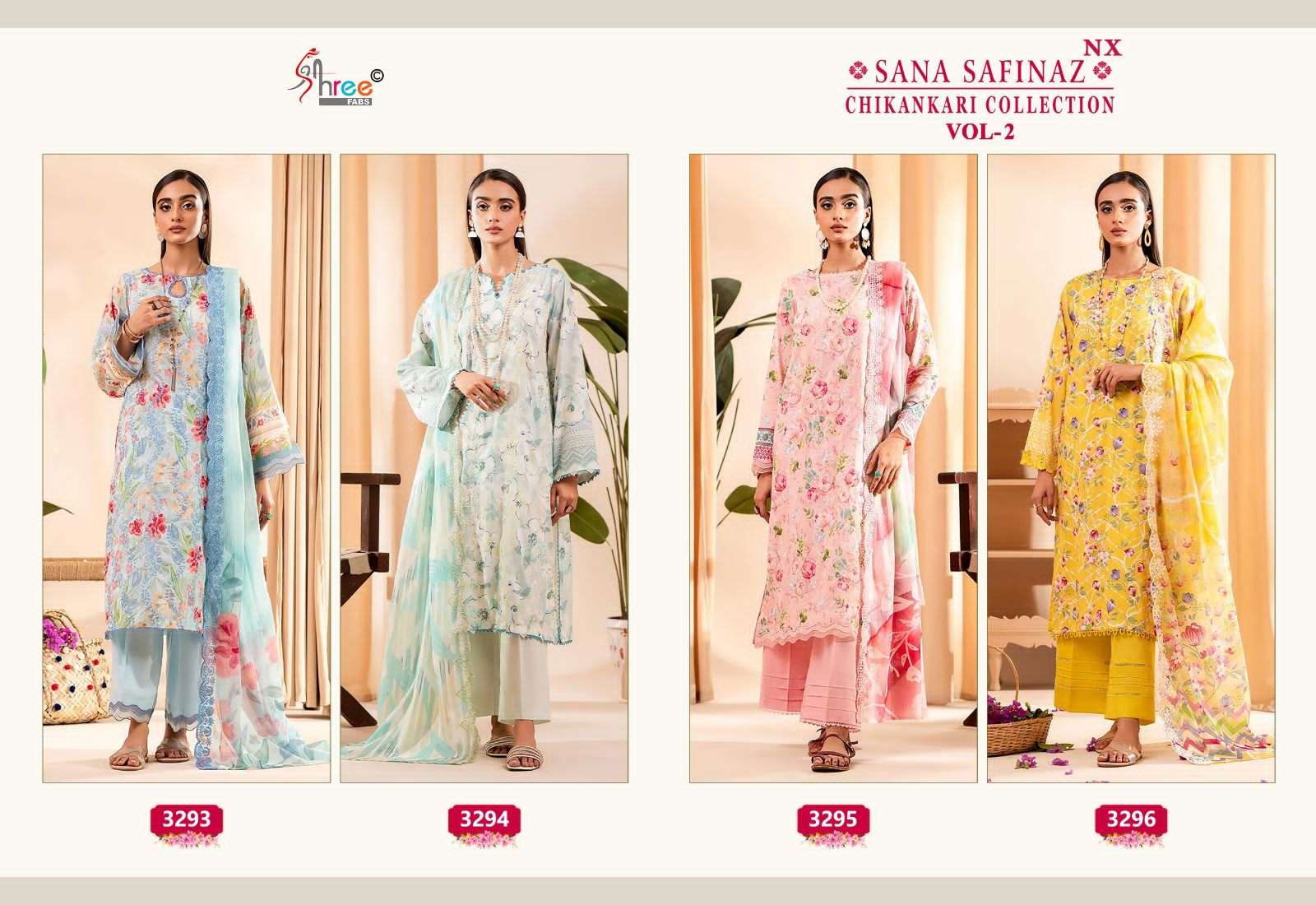 Shree Sana Safinaz Chikankari Vol 2 Nx Chiffon Salwar Suits Wholesale catalog