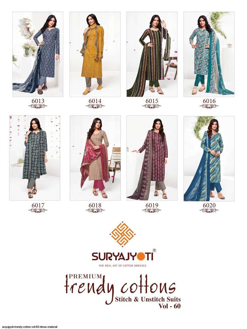 Suryajyoti Trendy Cotton Vol-60 – Dress Material -Wholesale Catalog