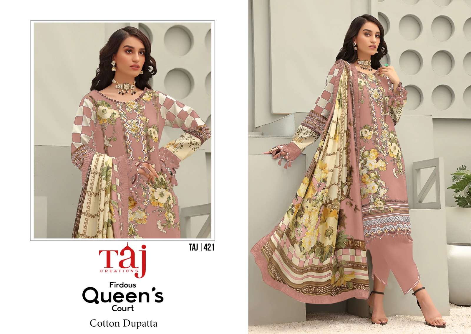 Taj 420 And 421 Chiffon Dupatta Salwar Kameez Wholesale catalog