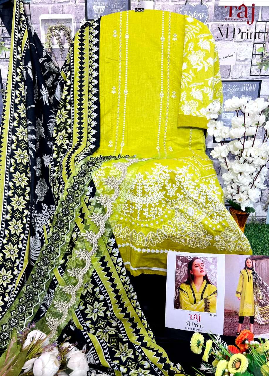 Taj Maria B M Print 411 Cotton Dupatta Salwar Suits Wholesale catalog