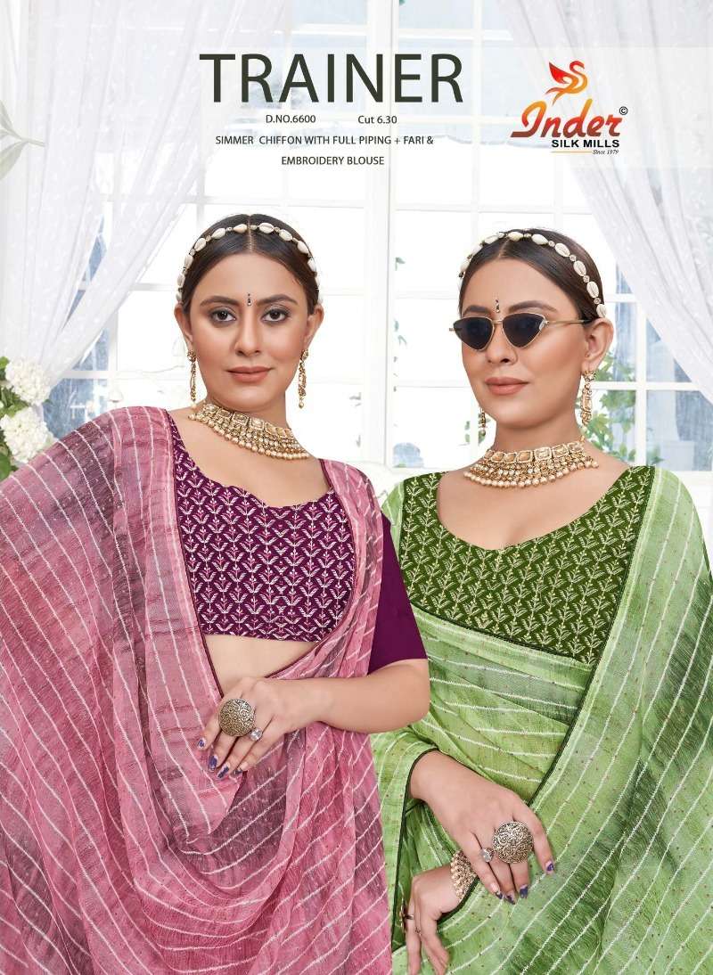 TRAINER 6600 INDER SILK MILLS Saree Wholesale catalog