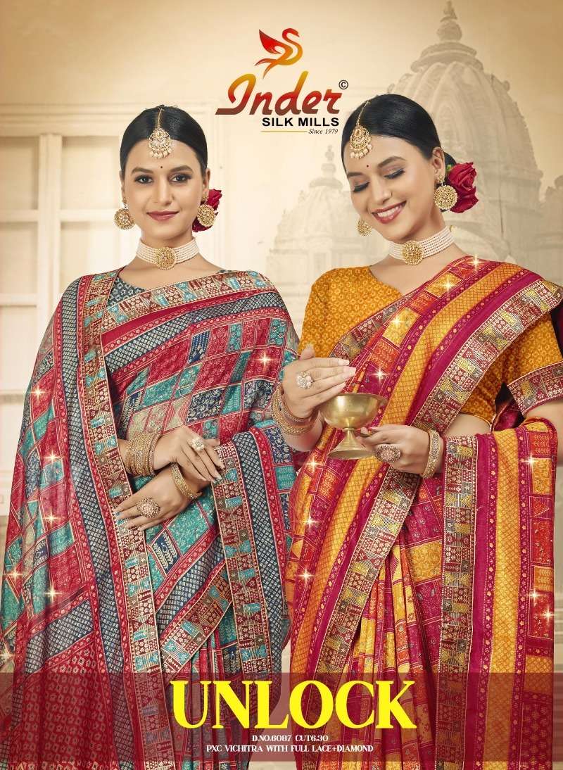 UNLOCK 6087 INDER SILK MILLS Saree Wholesale catalog