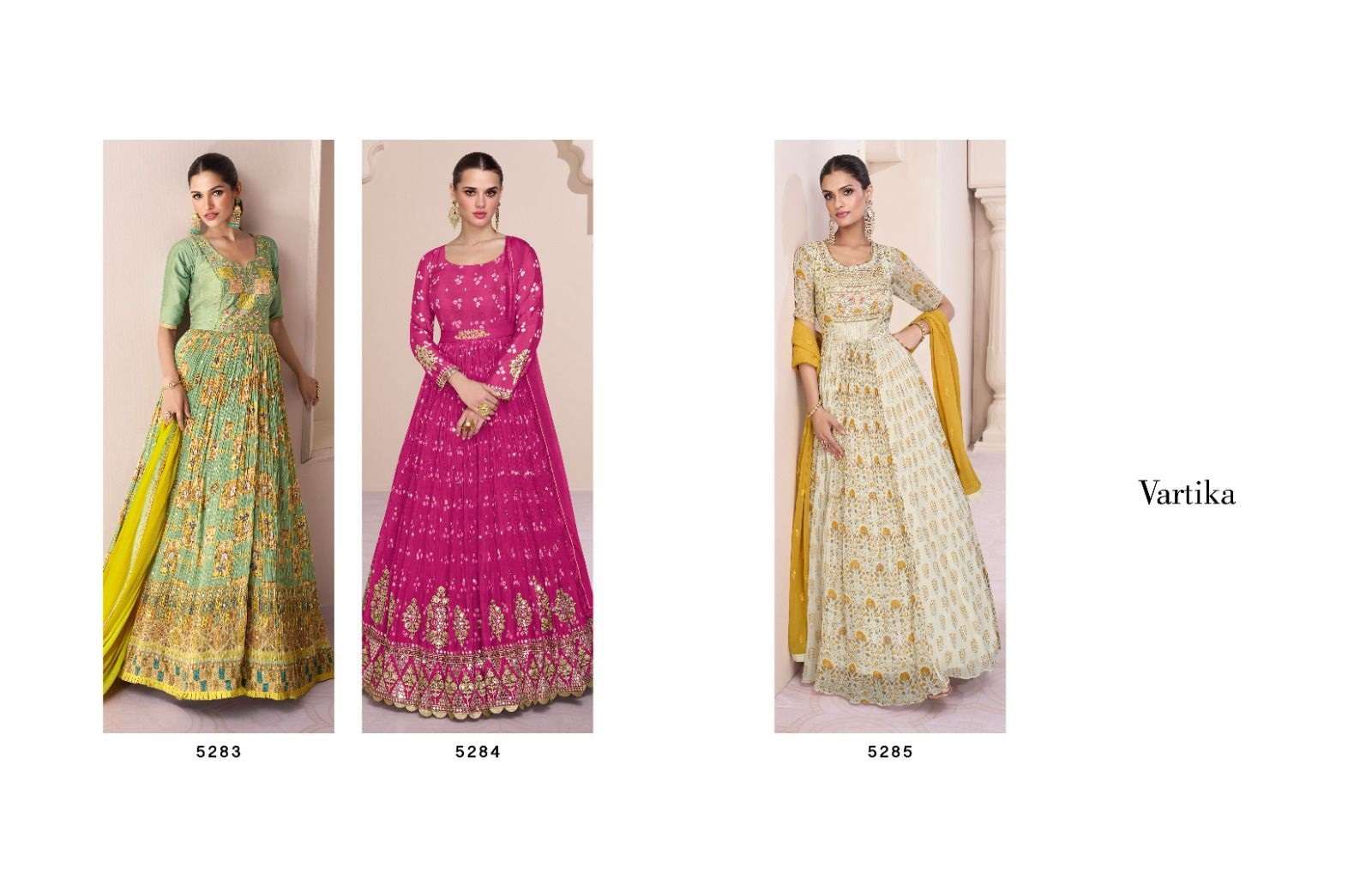 Vartika 5283 To 5285 Real Georgette Salwar Kameez Wholesale catalog