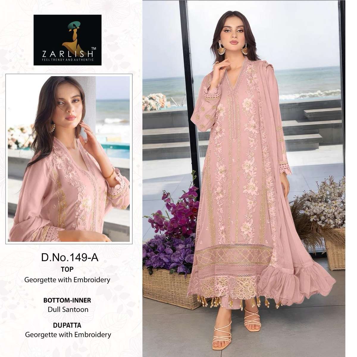 Zarlish Pakistani Work Suit D. No-149 -Dress Material -Wholesale Catalog