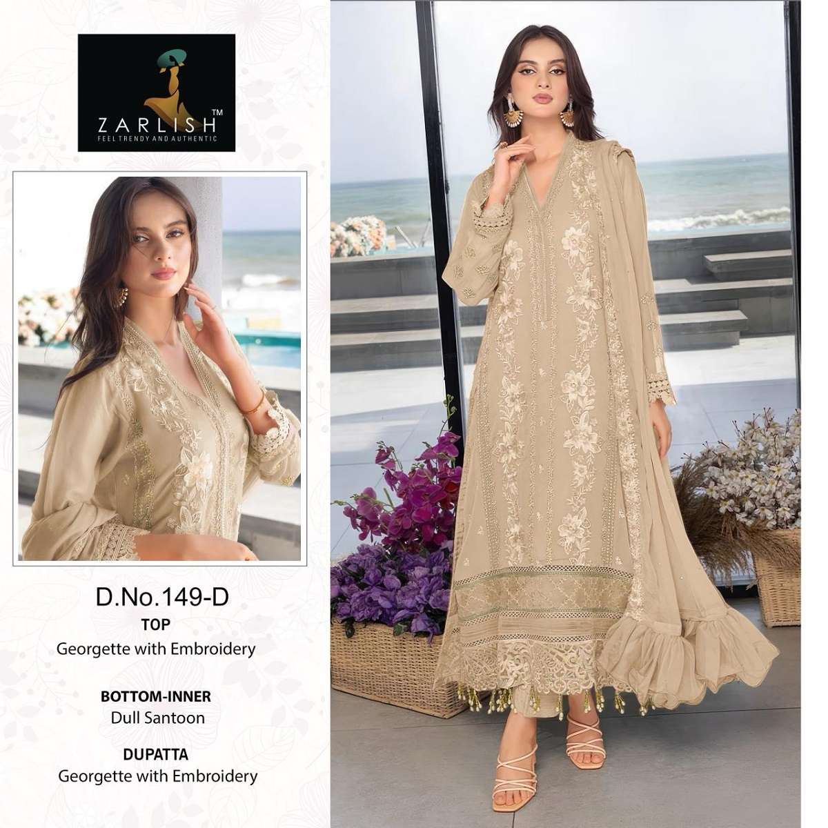 Zarlish Pakistani Work Suit D. No-149 -Dress Material -Wholesale Catalog