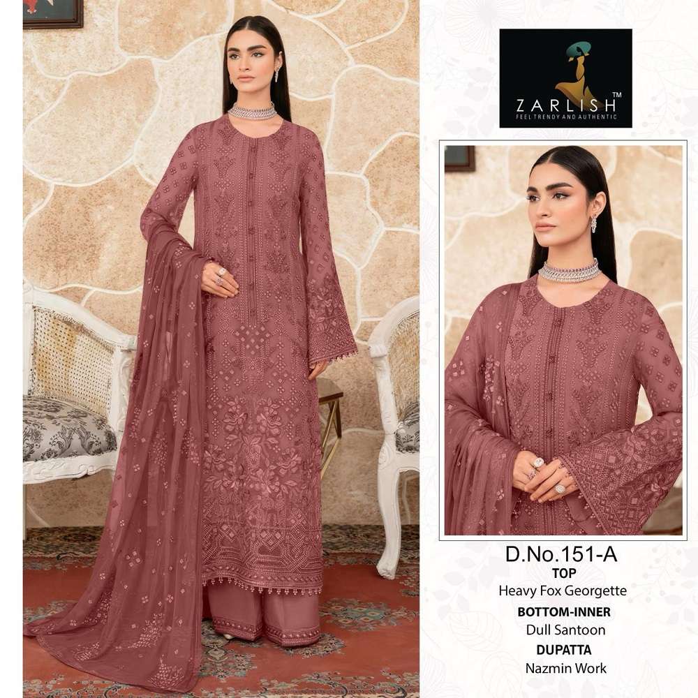 Zarlish Pakistani Work Suit D. No- 151 And 153 -Dress Material -Wholesale Catalog