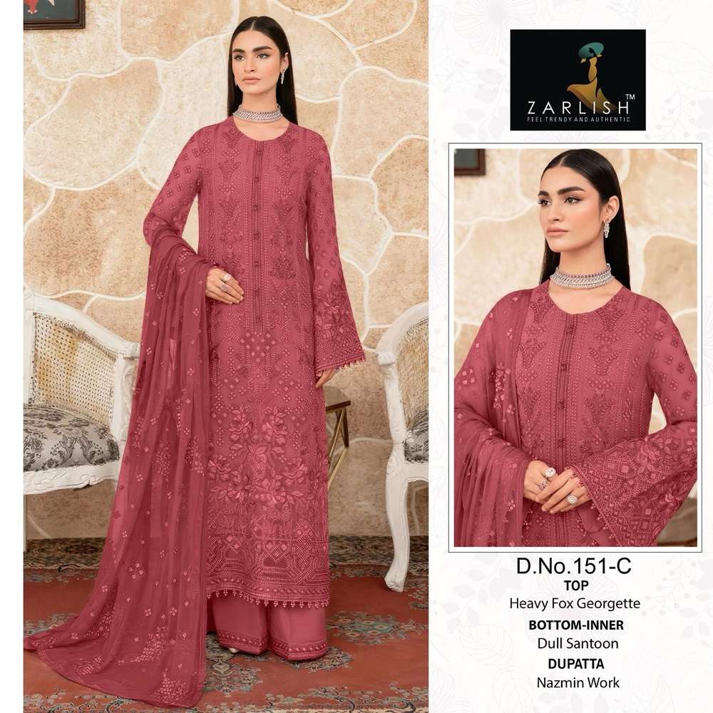 Zarlish Pakistani Work Suit D. No- 151 And 153 -Dress Material -Wholesale Catalog