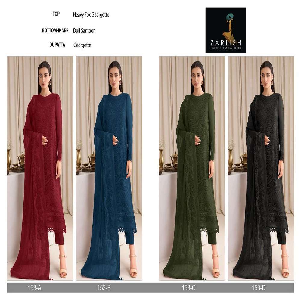 Zarlish Pakistani Work Suit D. No- 151 And 153 -Dress Material -Wholesale Catalog