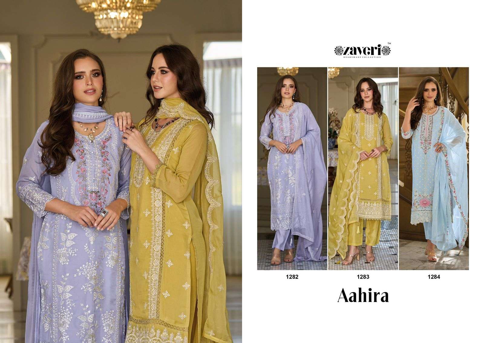 Zaveri Aahira Organza Salwar Kameez Wholesale catalog