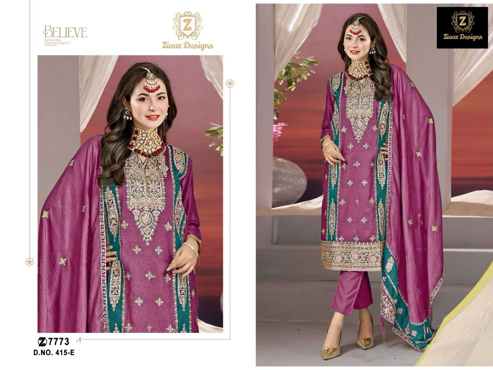 Ziaaz Designs 415 Dress Material Wholesale catalog