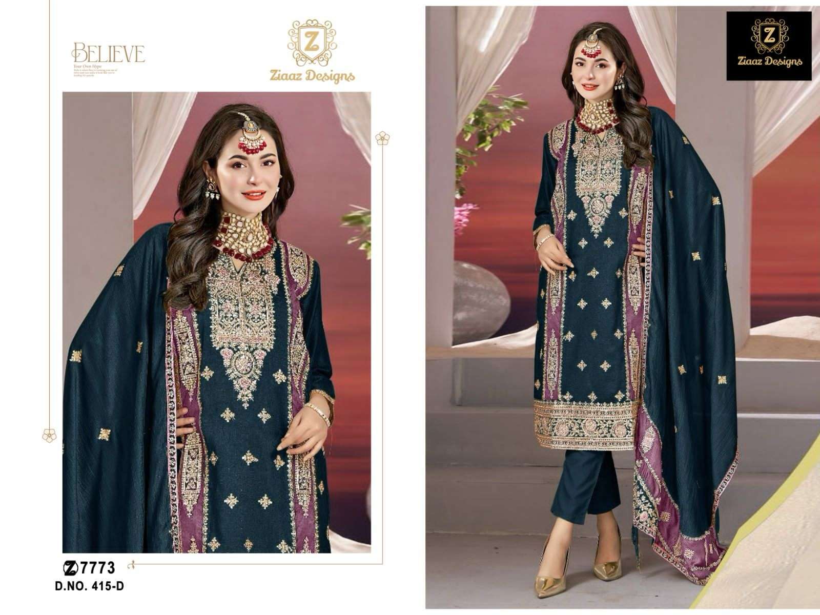 Ziaaz Designs 415 Dress Material Wholesale catalog