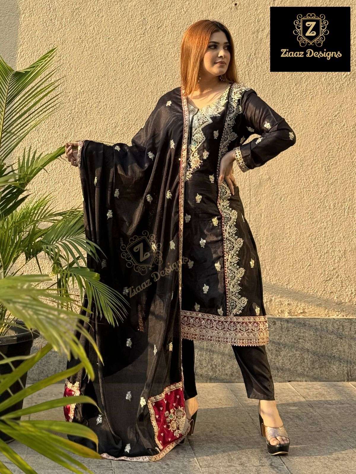 Ziaaz Designs 443 Chinon Embroidered Salwar Kameez Wholesale catalog