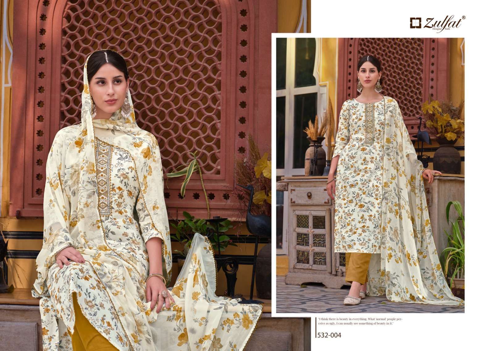 Zulfat Qainaat Jam Cotton Designer Dress Material Wholesale catalog
